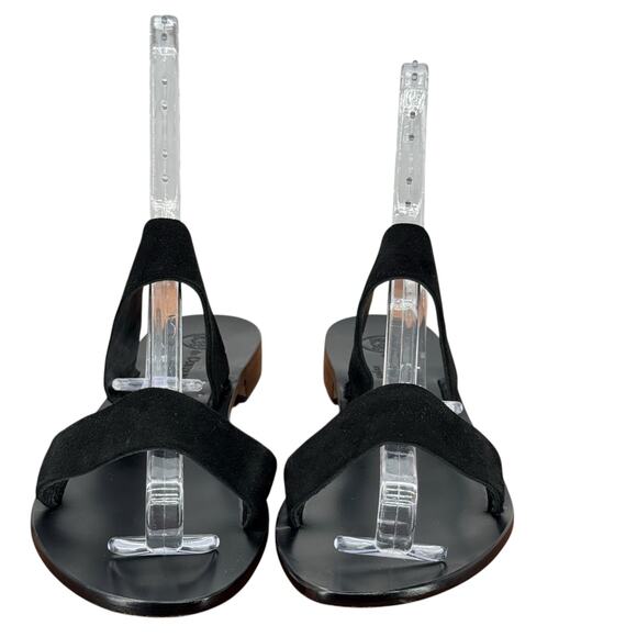 Da Costanzo Capri Double Strap Leather Sandal Slide Flats 40 Women's Black Italy - Picture 4 of 11